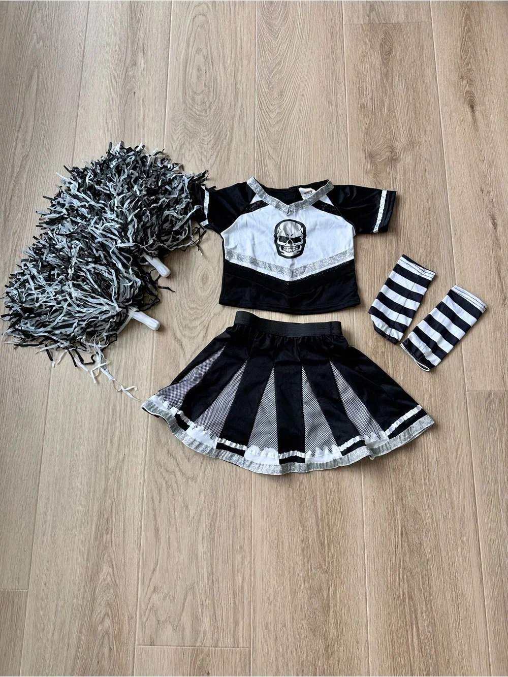 Spooktacular Creations Girls Black & White Cheerleader Costume - Small (5-7 yrs)
